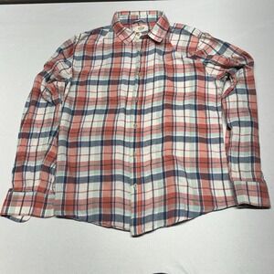 Marine Layer Sol Plaid Button Down Shirt Mens M/L Long Sleeve Cotton Linen Ramie